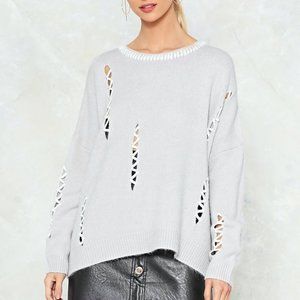 Nasty Gal lace up detail oversized sweater